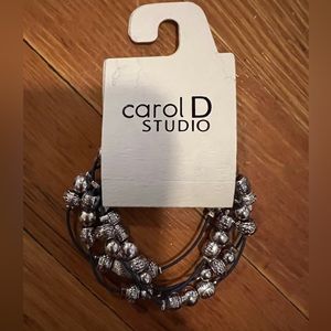 Silver bead bracelet never worn black cord